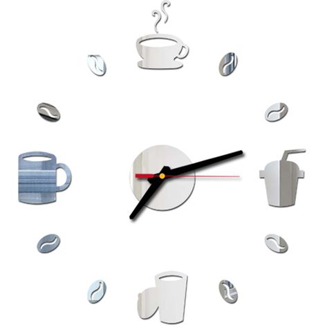 Horloge Murale DIY Acrylique 40cm Silencieuse Sans Cadre Moderne Autocollante Décoration Intérieure Salon Chambre Noir Argent Rouge Jaune (1/5)