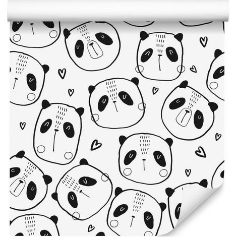 Papier peint panda à cœurs pour salon et chambre 50x1000 cm (1/5)