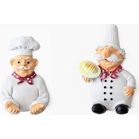 2 Pièces Mignon Chef Résine Crochets, Autocollants Porte-serviettes Crochet Adhésif Imperméable Crochets Muraux Cintres (1/5)