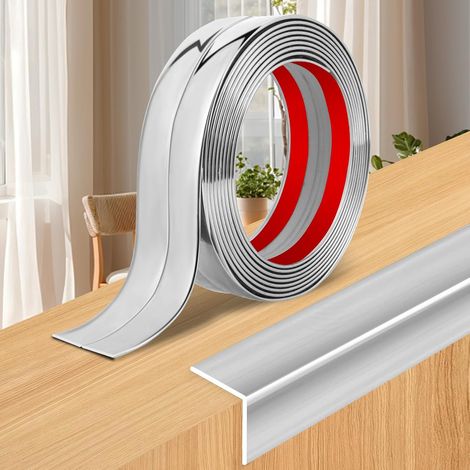 Baguette d’Angle PVC Cornière Moulure Murale Autocollante Protection Profilé Souple pour bordure de carrelage Plafond Argent 2cm×3m (1/5)