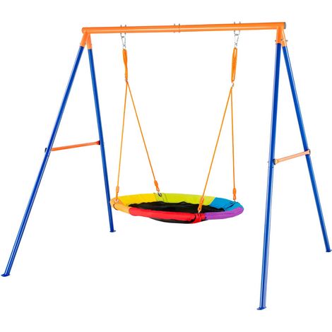 Nestschaukel mit Metall-Schaukeltor, runder Sitz 101,6 cm, verstellbare Seile, bis 199,6 kg, für Garten und Außenbereich (1/5)