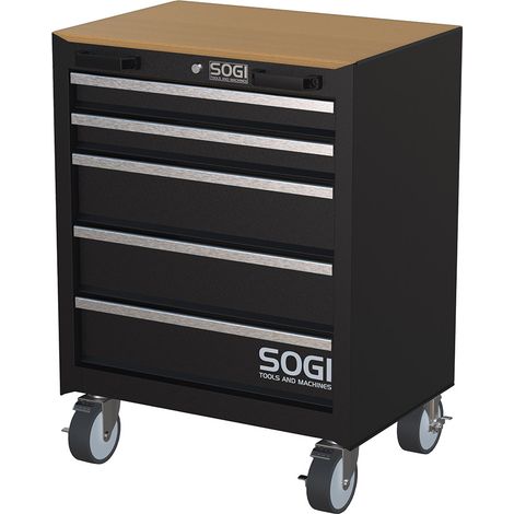 Cassettiera in lamiera SOGI ARR-C-5C - carrello per arredo officina - 5 cassetti - 4 ruote pivotanti - 660x500x850 mm (1/2)