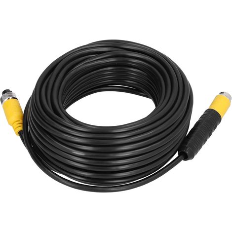 Câble d'extension vidéo 4 broches de 15 m (50 pi) avec blindage étanche pour caméra de recul, camion, remorque, camping-car. (1/5)