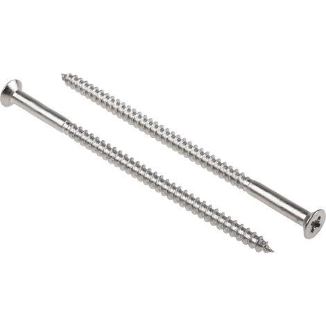 Vis à bois, 5mm, tête Fraisée 100mm, en Acier Inoxydable A2 304 ( Prix pour Sachet de 25 )