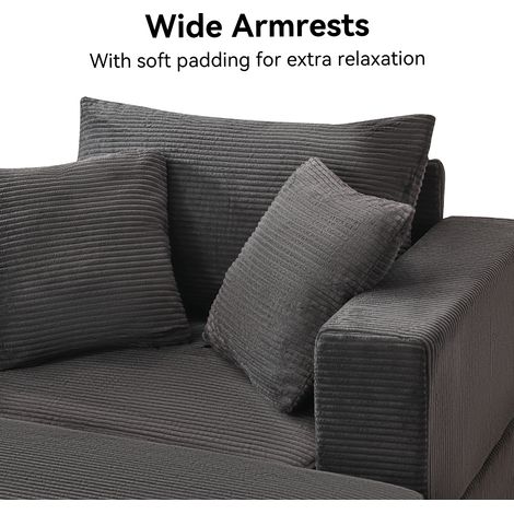 Chauffeuse avec repose-pieds et rangement, canapé lounge 3 coussins pour salon et chambre – Gris (1/5)