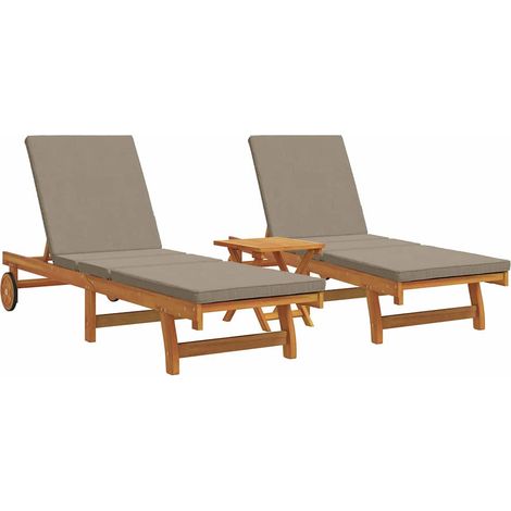 Maison Exclusive - Sonnenliege 2-Person 3 pcs Braun Massivholz Ak