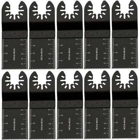Lame doutil multifonction　Lames de Scie Oscillantes pour Métal/Bois, 10 PCS Outil Multifonction Saw Blades Accessoires Kit de 34mm, Accessoires d'outils en Acier au Carbone, pour Bosch Fein - Noir-RAP (1/5)