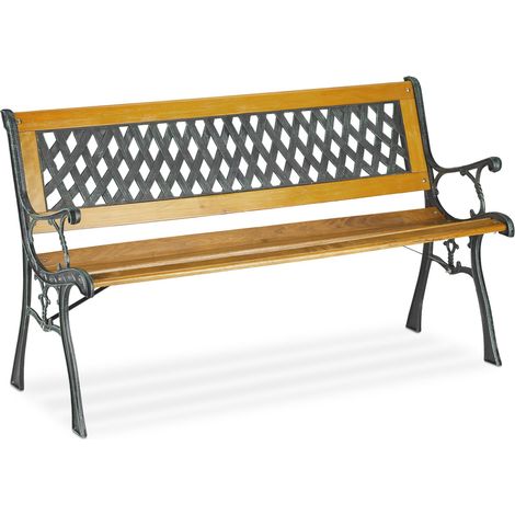 Banc de jardin extérieur rétro pour 2 personnes assise incurvée confortable 120 x 60 x 80 cm en plastique marron (1/5)