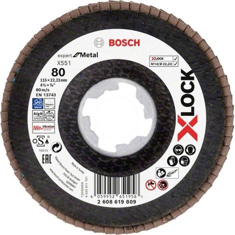 Disco flap Bosch x551 grana 80 115 mm metallo (1/2)