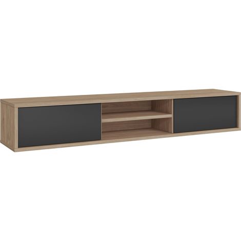 Mueble TV Austin 326, Roble + Antracita, Número de puertas: 2, Número de cajones: 0, 180x30x36cm (1/5)