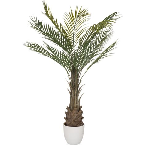 Kunstpflanze / Kunstbaum DRACAENA Palme 120 cm grün hjh OFFICE (1/5)