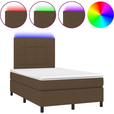 Maison Exclusive - Boxspringbett mit Matratze & LED Dunkelbraun 1
