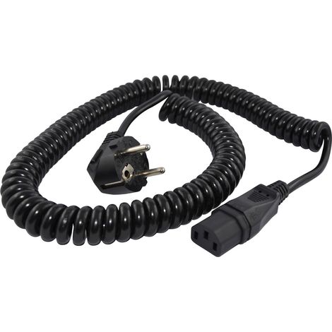 HAWA R6504 appareils IEC Câble de raccordement noir 3.8 m câble spiralé