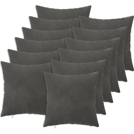 Kissenbezug 12 pcs HEERLEN Dunkelgrau 50 x 50 cm Samt vidaXL (1/5)