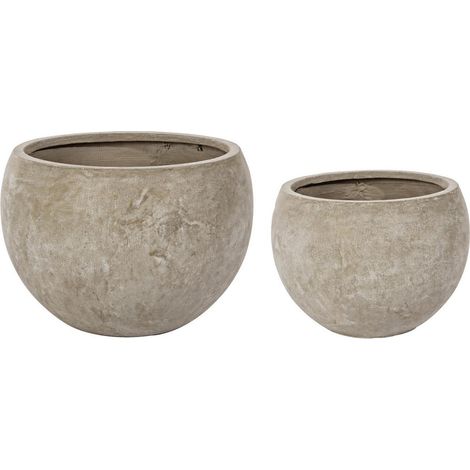 Set di 2 Vasi Cement in fibra di vetro e argilla colorata, stile moderno -Sfera (1/4)