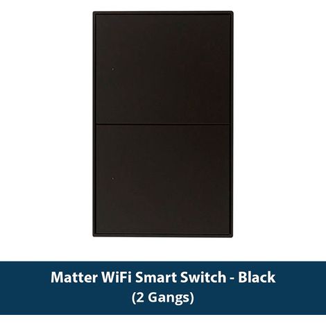 Tuya Interruttore a Pulsante Nero per Luce Smart Matter da Muro Serie Fusion  Dimensione: 2 Pulsanti (1/4)