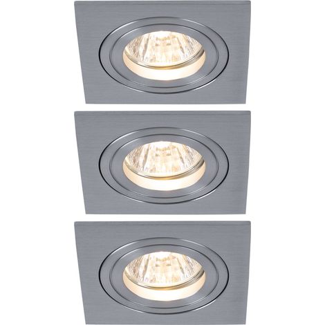 Set di 3 faretti da incasso a soffitto in alluminio spazzolato illuminazione soggiorno orientabile Paulmann 925.21 (1/4)