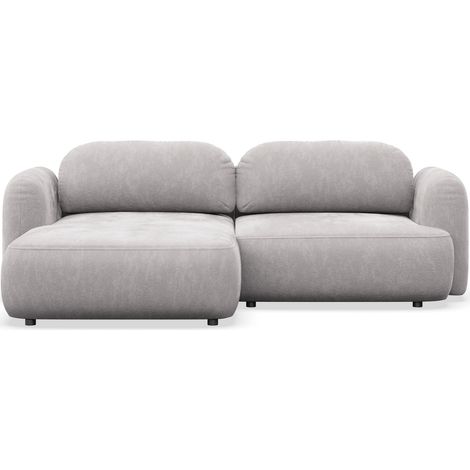 Selsey Tvoya – Ecksofa mit Schlaffunktion, Ottomane links, hellgraues Chenille