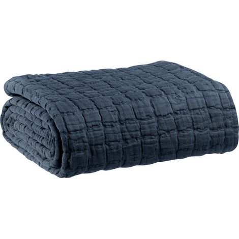 VIVARAISE - Jeté de lit Swami en coton 100% - Marine - 180 x 260 cm (1/4)