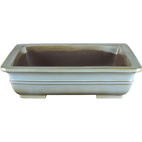 Vaso per bonsai rettangolare in gres smaltato azzurro-verde acqua 31,5x25x7,5 cm - TY137b