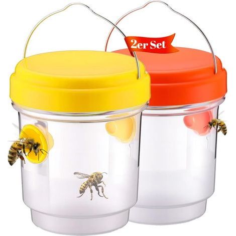 Piège à guêpes, lot de 2, répulsif extérieur contre les guêpes, efficace à 360 degrés – Remède contre les guêpes pour la maison et le jardin – Répulsif contre les frelons, les guêpes jaunes et les guê (1/3)