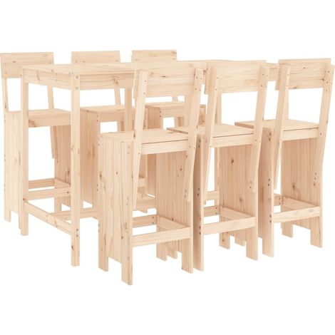 Maison Exclusive - Set Bar da Giardino 7 pz in Legno Massello di Pino