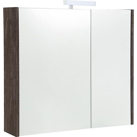 Armoire à glace Akira avec éclairage LED, 2 portes, chêne Chateau, 800x700x155mm (1/5)