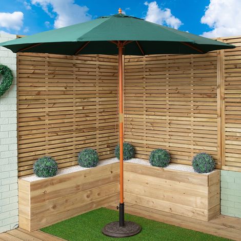 Samuel Alexander 2.7m Outdoor Wooden Garden Parasol Sun Shade with Carry Bag in Green (1/5)