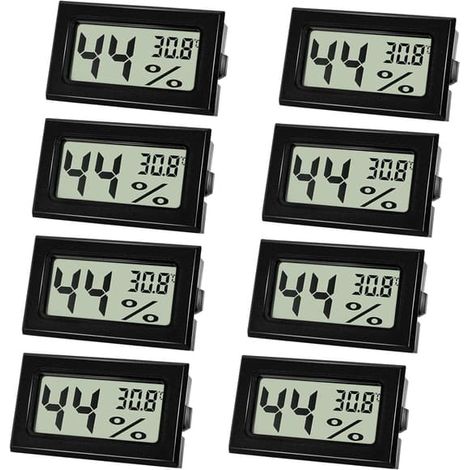Hygromètre-thermomètre, mini-hygromètre numérique avec écran LCD, mesure de la température intérieure, idéal pour chambre de bébé, chambre à coucher, cave à vin, noir (8) (1/5)