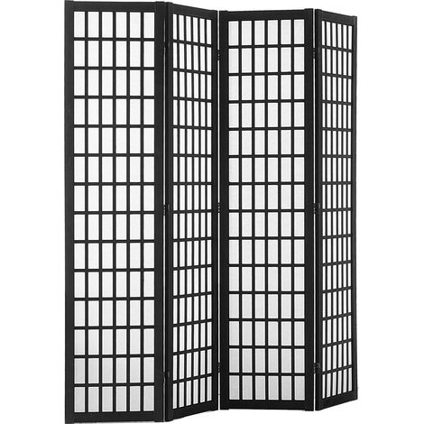 Paravent japonais pliable en bois à 4 panneaux, cloison décorative portative idéale pour séparer les pièces avec style et intimité. (1/5)