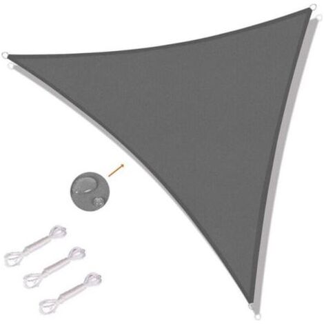 Gris - 4 x 4 x 4 m Voile d'Ombrage Triangulaire Toile d'Ombrage Protection UV pour Extérieur, Terrasses, Jardins (1/5)