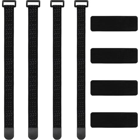 Sangles Élastiques, Lot de 4 Vélo Elastiques avec Fermtures Crochet et Boucle, Sangle Élastique Boucle Anti-Glisse pour Organisation Câbles Tubes Vélos, 2 Tailles - (1/5)