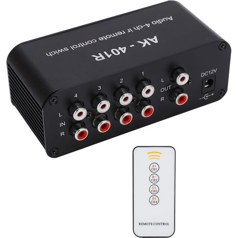 Carte d'amplificateur de télécommande AK-401R DC12V, distributeur audio RCA 1 entrée, 4 sorties, sélecteur de signal, commutateur de source de signal (1/5)