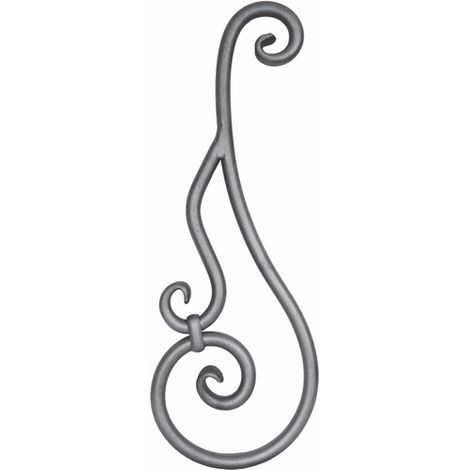 Volute de renfort en S inégale coupe droite - Hauteur 780mm Largeur 280mm rond Ø25mm - Fer forgé - À souder - DECO FER FORGE
