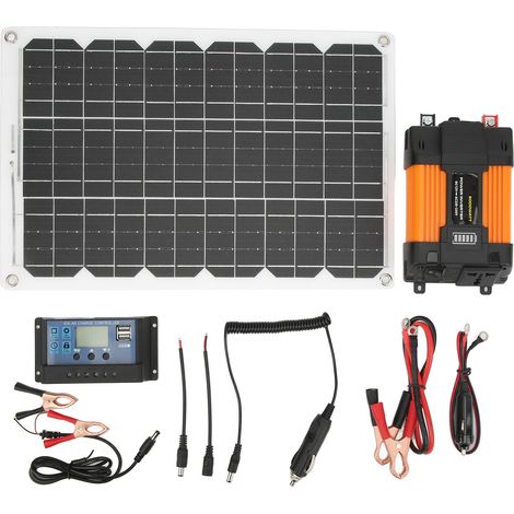Kit solaire complet 4000W avec onduleur 30A, contrôleur de charge 12V/24V, panneau 18W 18V et convertisseur 500W 12V vers 220V (1/5)