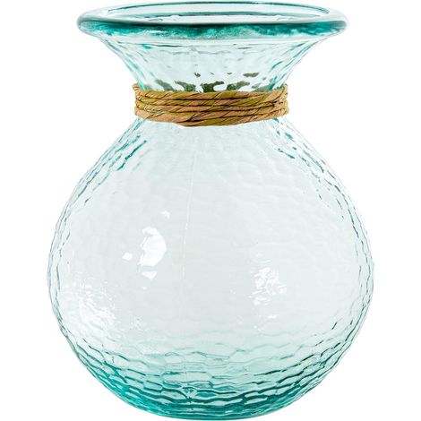 Vase de table en verre conique transparent et naturel 19 x 19 x 25 cm (1/4)