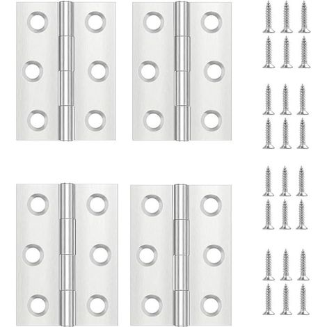 4 Pièces Charniere Porte,Charniere Inox,Charnière Invisible,Charnière plate,Porte Placard/Petites Portes/Tiroirs/Fenêtres/Pianos/Coffret à Bijoux Armoires de Quincaillerie de Meubles de Maison (1/5)