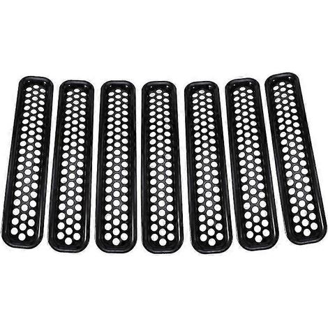 2/7/9 Stück ABS Schwarzer Frontgrill-Zierring mit Schutzrahmen für Jeep Wrangler TJ 1997-2006 – 7 Stück