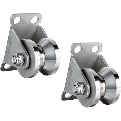 2pcs 32mm V-Type Idler Pulley with 2 Ball Bearings 304 Stainless Steel Load Capacity 250kg for Ropes and Sliding Gate (1/5)