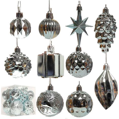 Ensemble de 10 boules de Noël - Décoration classique pour sapin de Noël - Bleu clair lac (1/4)