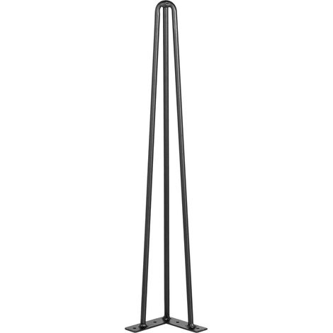 Pieds de table en épingle à cheveux 45,7 cm, lot de 4, noir, capacité 99,8 kg chacun, acier carbone, 3 tiges, pour bureau, banc, table basse, chaise, bricolage, robustes. (1/5)