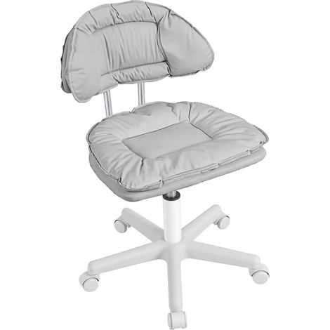 WILITTO Chaise de bureau ergonomique, tabouret de coiffeuse 360°, hauteur réglable, roulettes pivotantes, Cuir artificiel de haute qualité, Pour bureau et chambre, Coussin d'assise 45×36cm, gris (1/5)