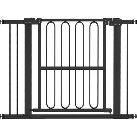 Barrière de sécurité pour chien réglable 76-104 cm sans perçage, barrière pour porte et escalier blanche (1/5)