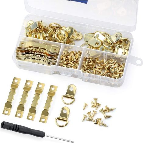 Ganci portafoto - ganci portafoto senza chiodi - set cornice portafoto con scatola (251, oro) (1/5)