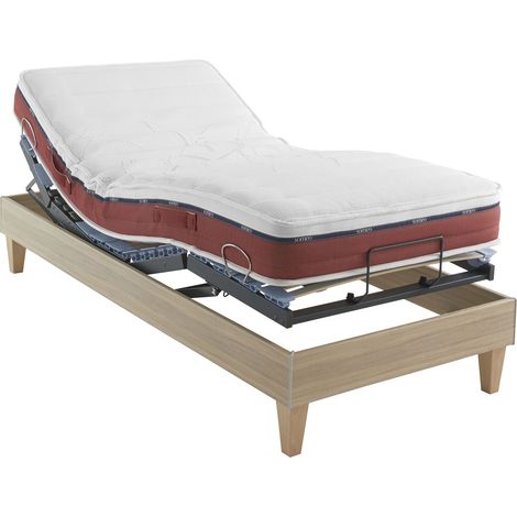 Ensemble matelas relaxation 100% latex, sommier et pieds Crépuscule 600 - SOMEO 2x80x200 (1/5)