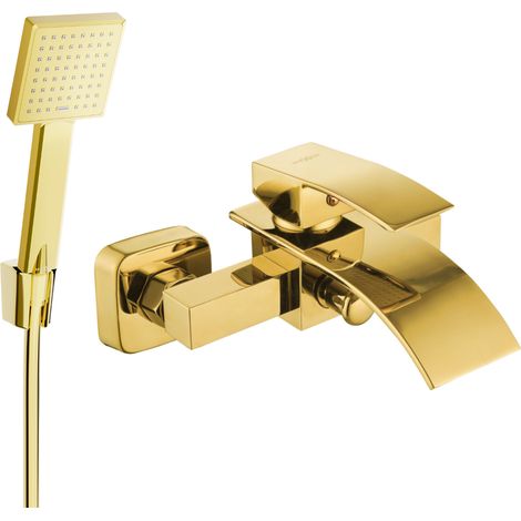 Mexen Aries R45 rubinetto per vasca con set doccia, oro - 74483R45-50 (1/3)