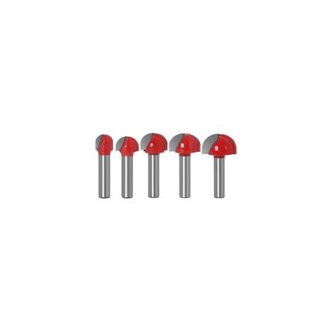 5 Pièces Fraise à Fond Rond Bois, 8mm Routeur Core Box Bits Tige 12/16/ 19/22/25mm,Fraise Defonceuse,Fraise à Rainurer,Fraise à Bois Raboter Outil de Travail du Bois,Queue Mèches Routeur Bits