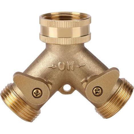 3/4 Connecteur Robinet Y Forme Raccord Robinet Tuyau Adaptateur de Robinet 2 Voies en Laiton Tuyau Adaptateur Col de Cygne Tuyau D'arrosage Vanne Connecteur pour l'irrigation de Jardin en Plein air (1/5)