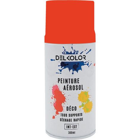 Delkolor Peinture en Aérosol Tous Supports - 300ml Couleur: RAL 2004 ORANGE PUR - Conditionnement: 300ml