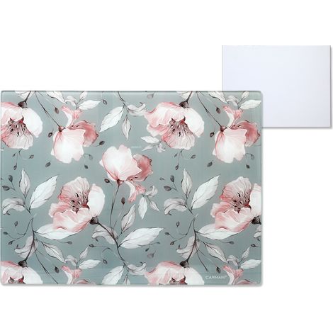 Tagliere in vetro, supporto da cucina, fiori, tagliere decorativo da cucina (1/4)